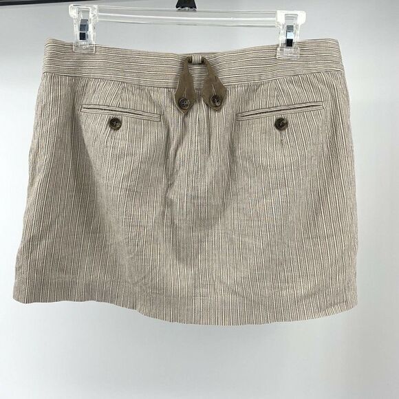 BCBGMaxazria Trouser Skirt Women's Size 6 Mini Tan Pin Striped Y2K Preppy - Picture 4 of 8